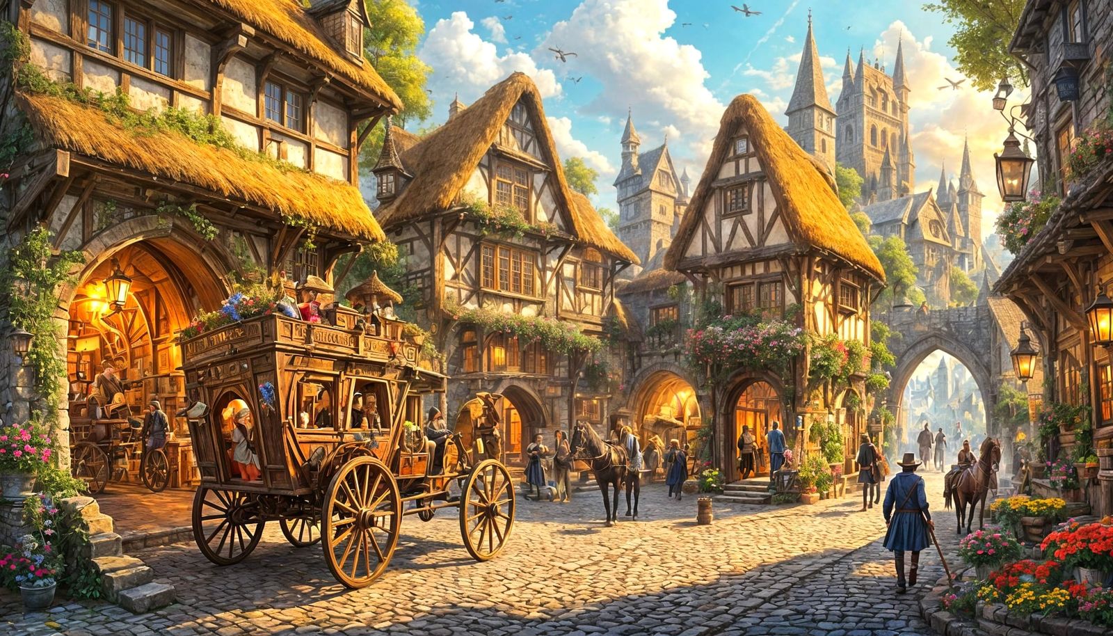 Scientist's Portal to Bustling Medieval Village