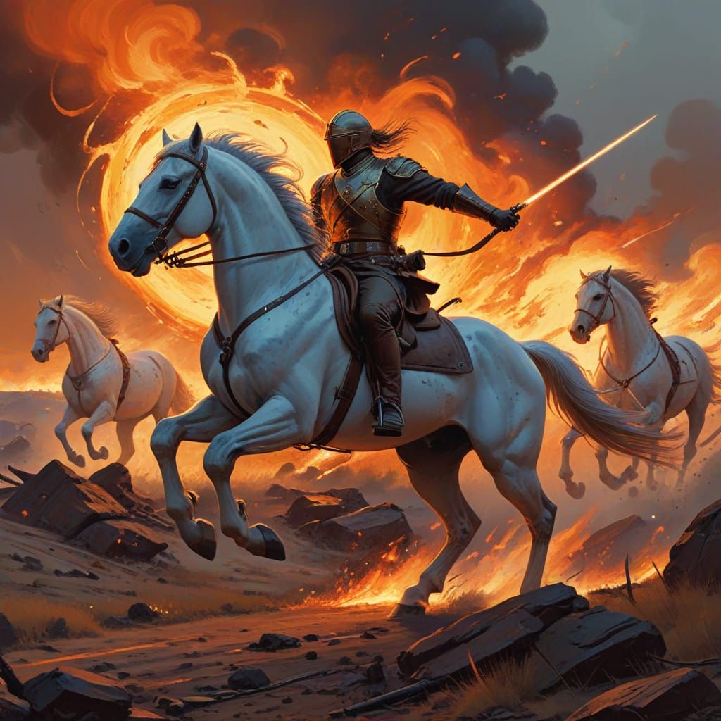 Regal Warhorse Charges into Battle