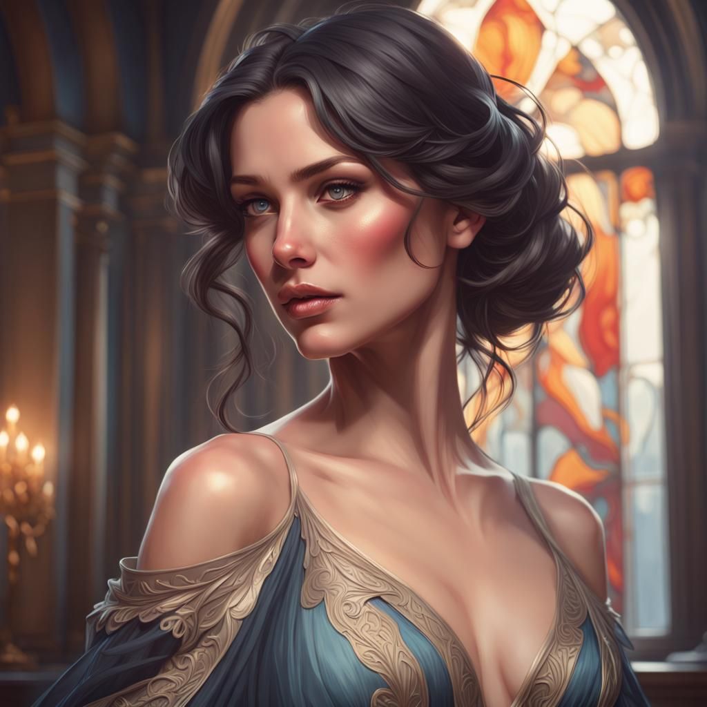 Elegant Woman Portrait in Hyperdetailed Style