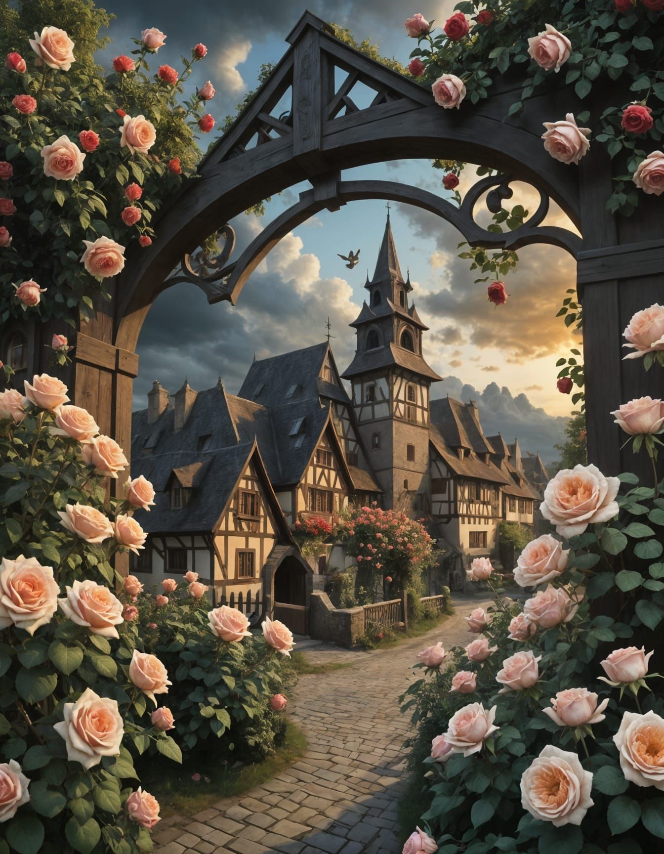 Blossoming Northern Renaissance Masterpiece with Gothic Cast...