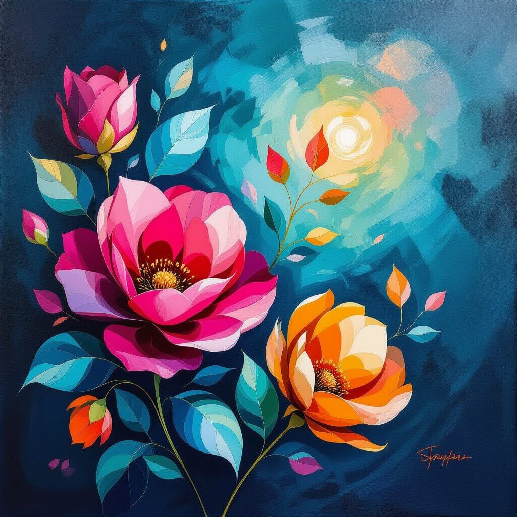 Surreal Botanical Abstract Expressionist Painting