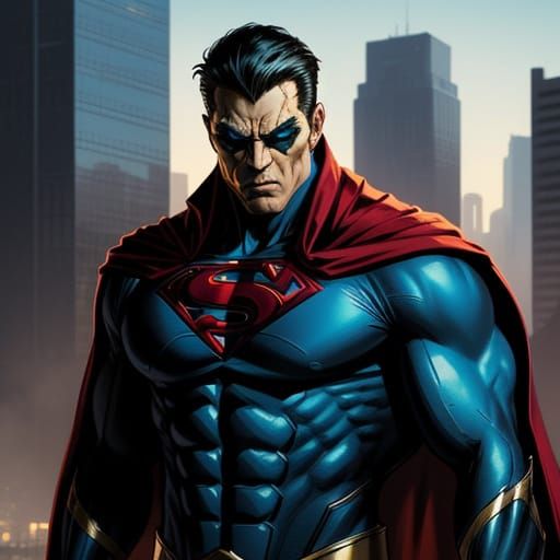 Muscled Superhero in Comic Book Style Concept Art