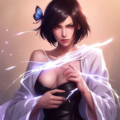 Rukia in Lightning Clothes: Hyperdetailed Portrait