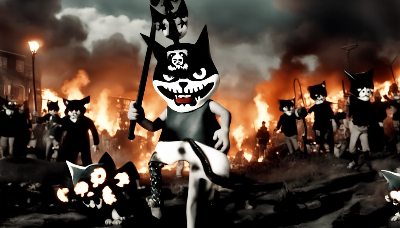 1930s Horror: Vampire Cat Brat Faces Furious Mob