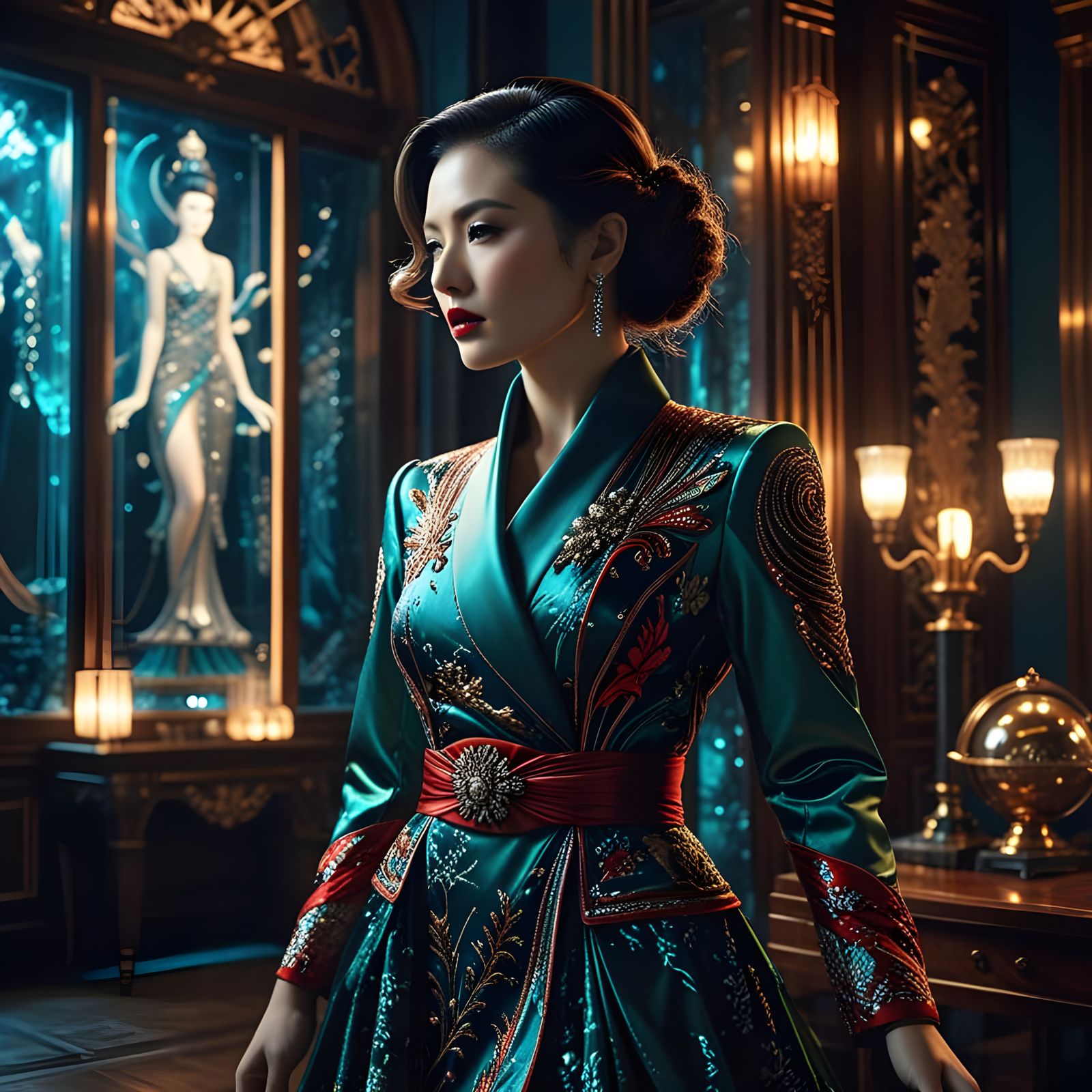 Futuristic Aristocrat with Art Deco Flair