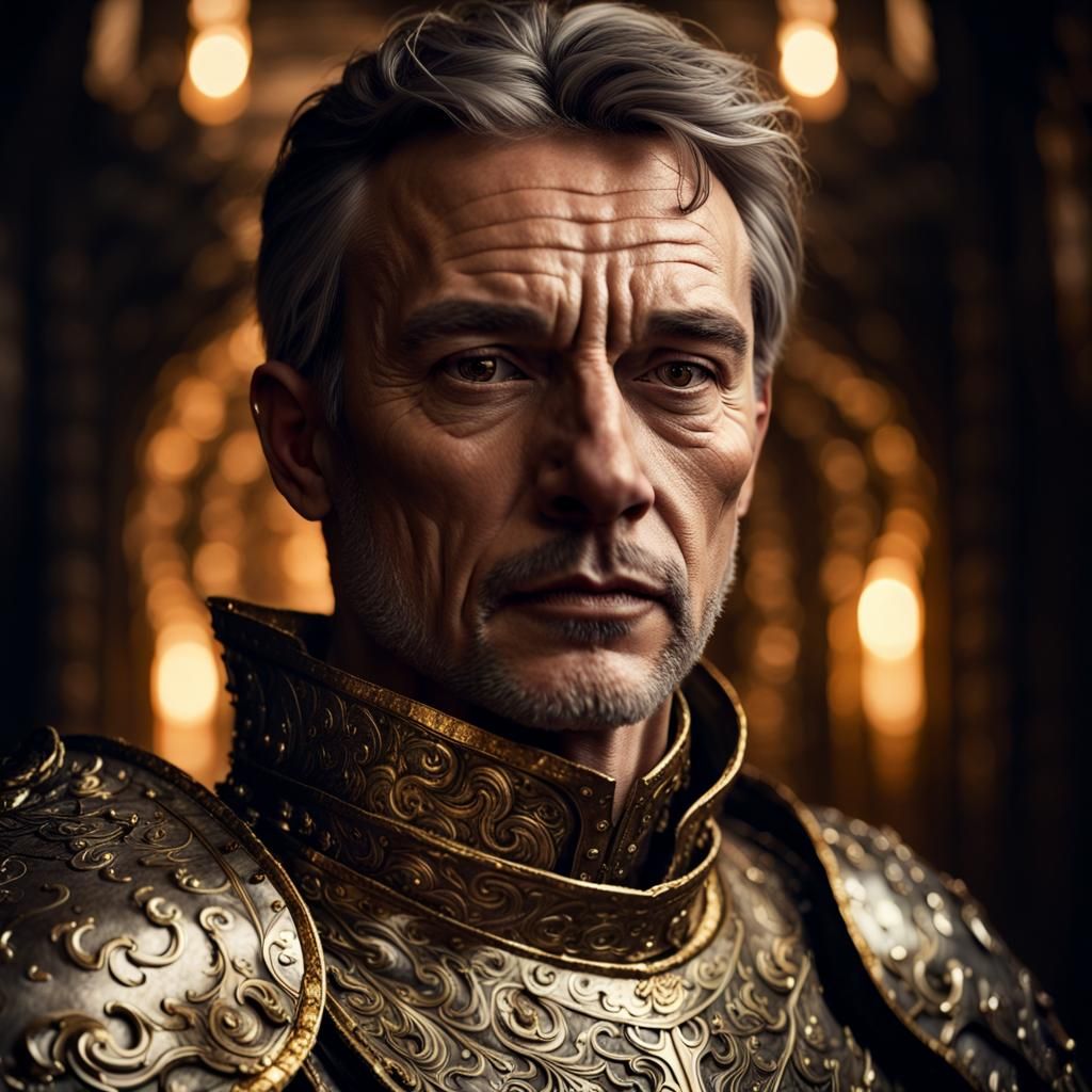 High Fantasy Ambassador Portrait in Metallic Armor