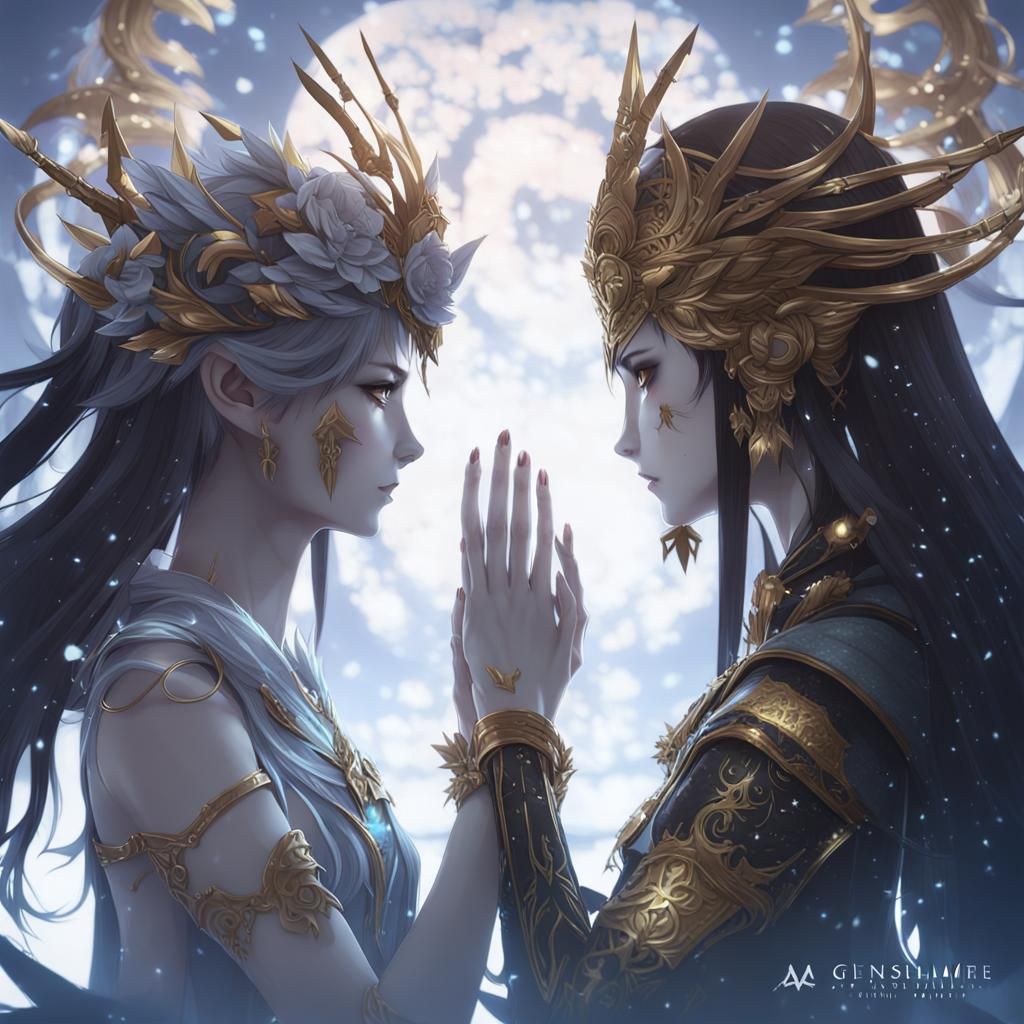 Goddess of Life Meets Goddess of Death: Anime Art