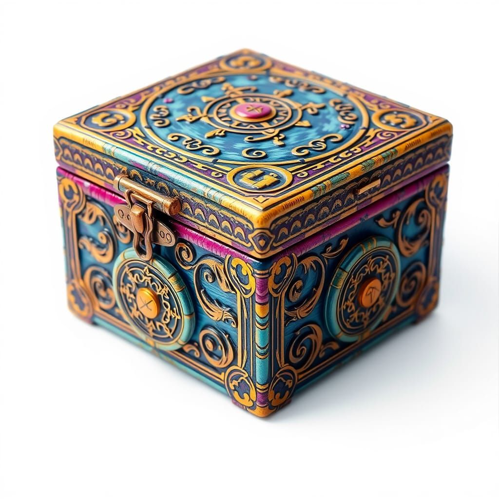 Square Jewelry Box in Ornate, Mystical Style