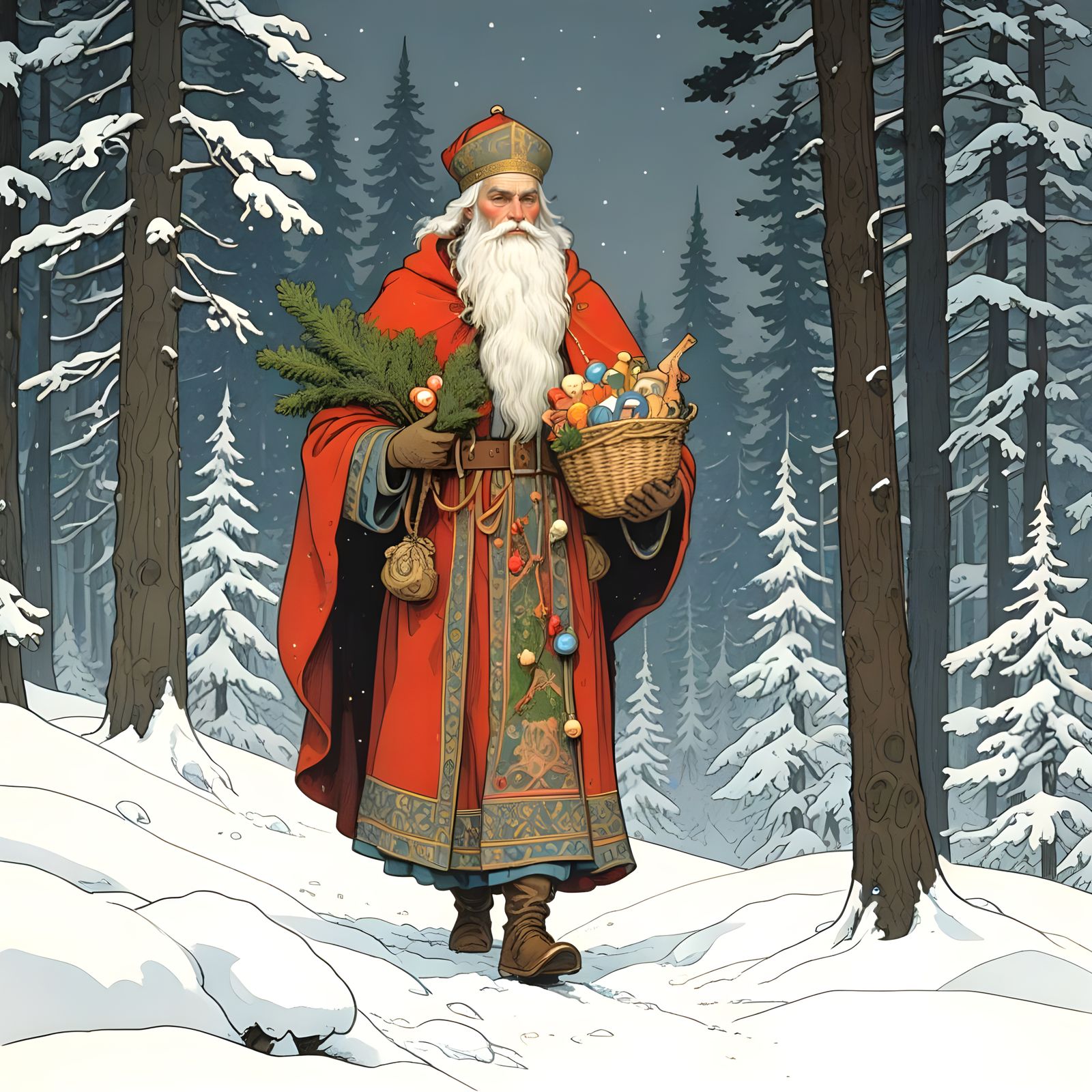St Nicholas delivering gifts