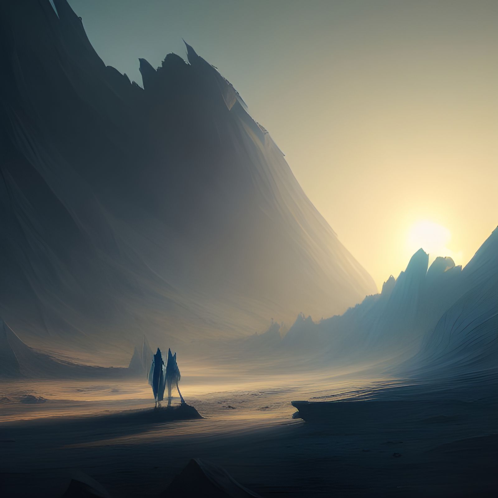 Blue Desert Masterpiece in Dark Fantasy Style