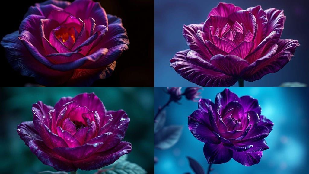 Fantastical Dark Purple Crystal Wild Rose in Full Bloom