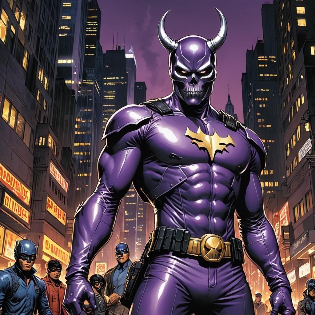 Vigilante Skull Mask in Gotham, 3D Anime Art