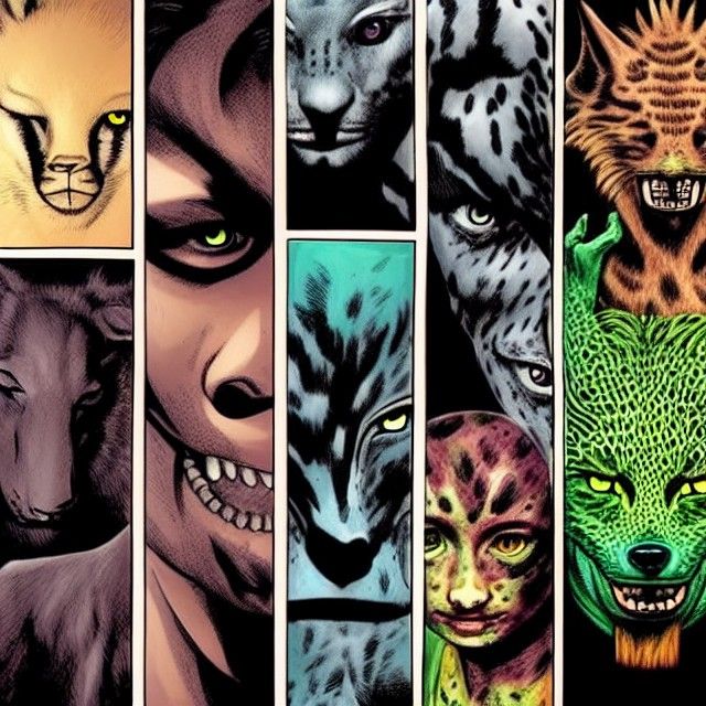 Surreal Hybrid Creature Exploring Duality