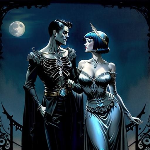 Mystical Art Nouveau Skeleton Illustration