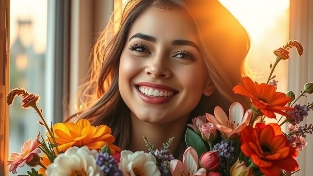 Romantic Moment in Vibrant Floral Bloom