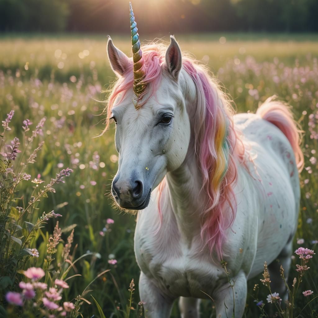 Rainbow Unicorn Portrait in Pastel Surrealist Style