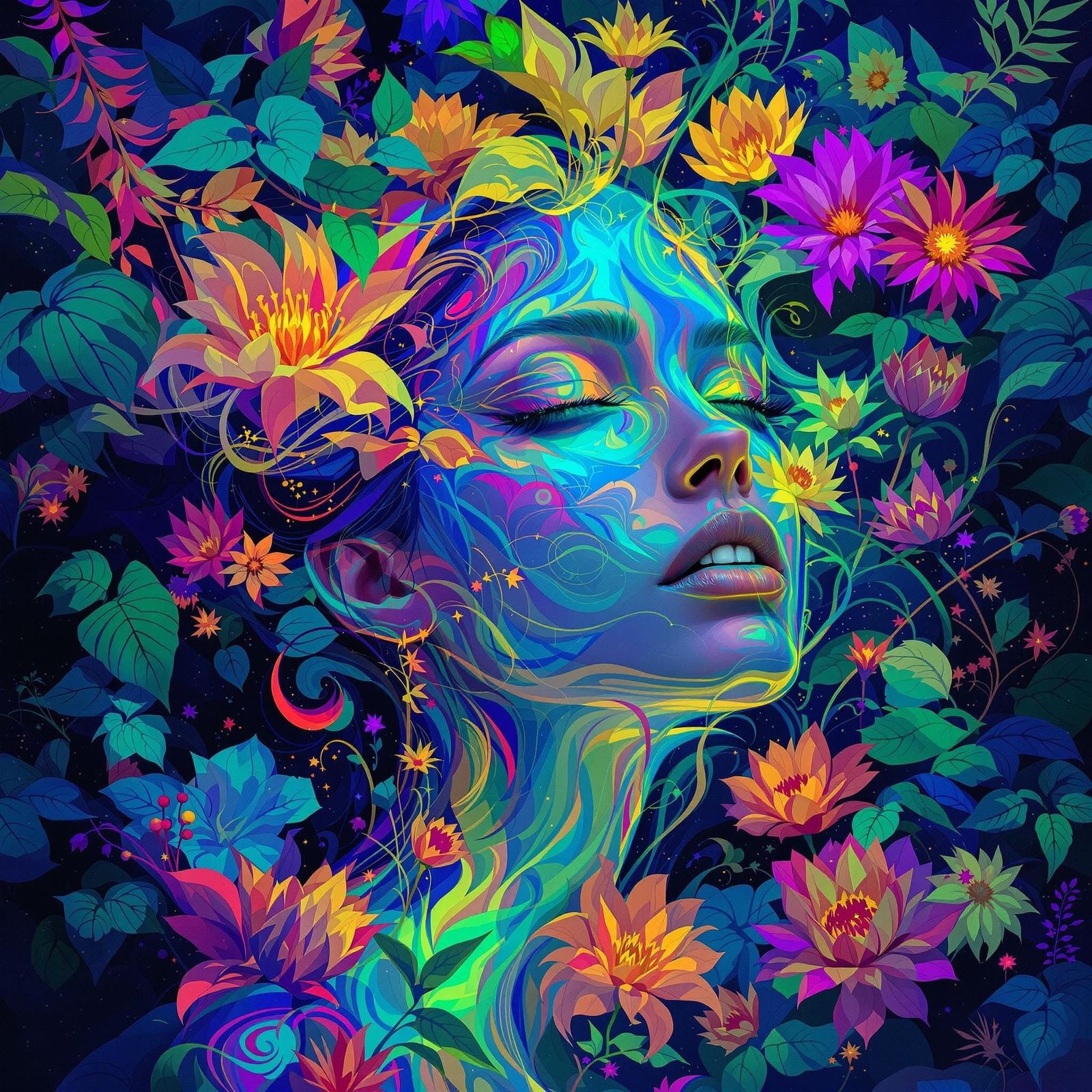 Ethereal Goddess Blooms in Vibrant Nature