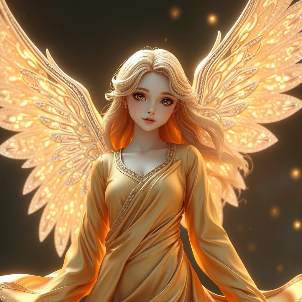 Glowing Angel in Exquisite 3D Anime Style