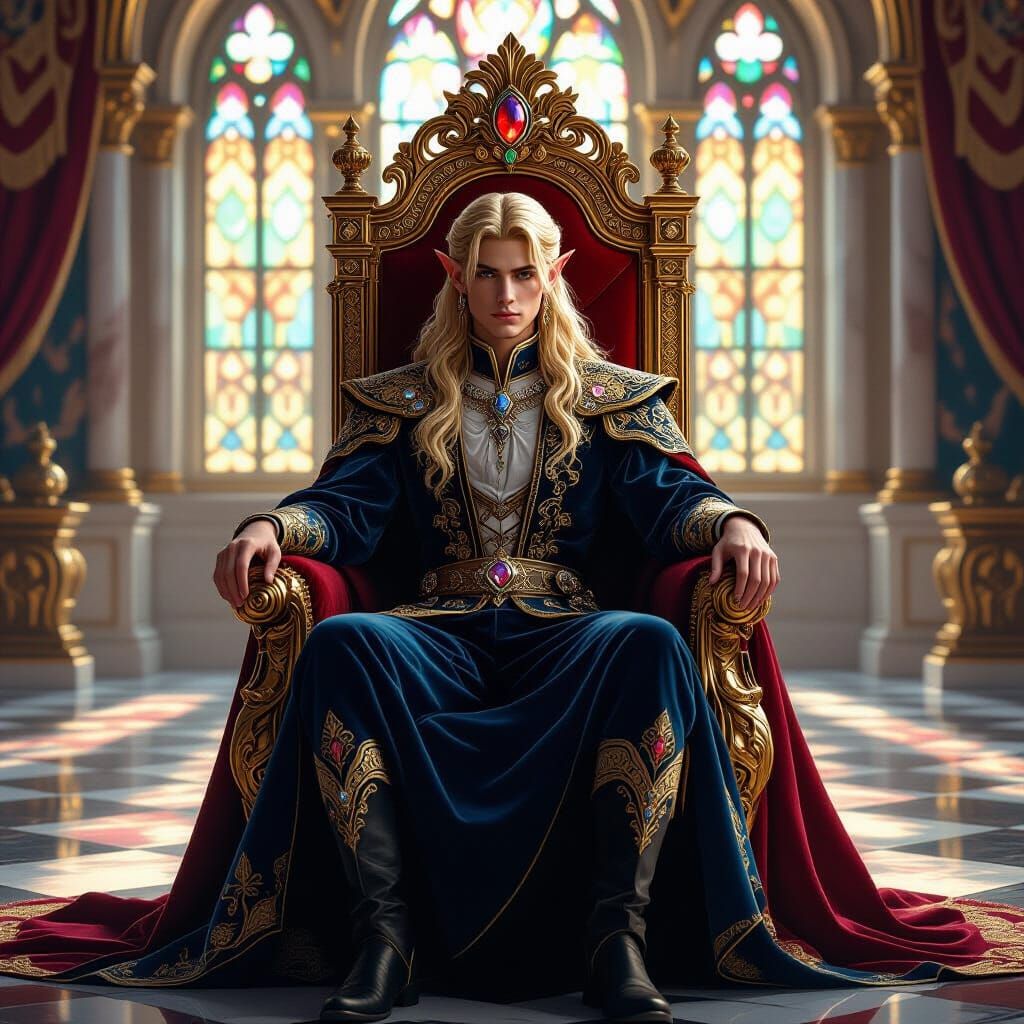 A regal young prince on his throne