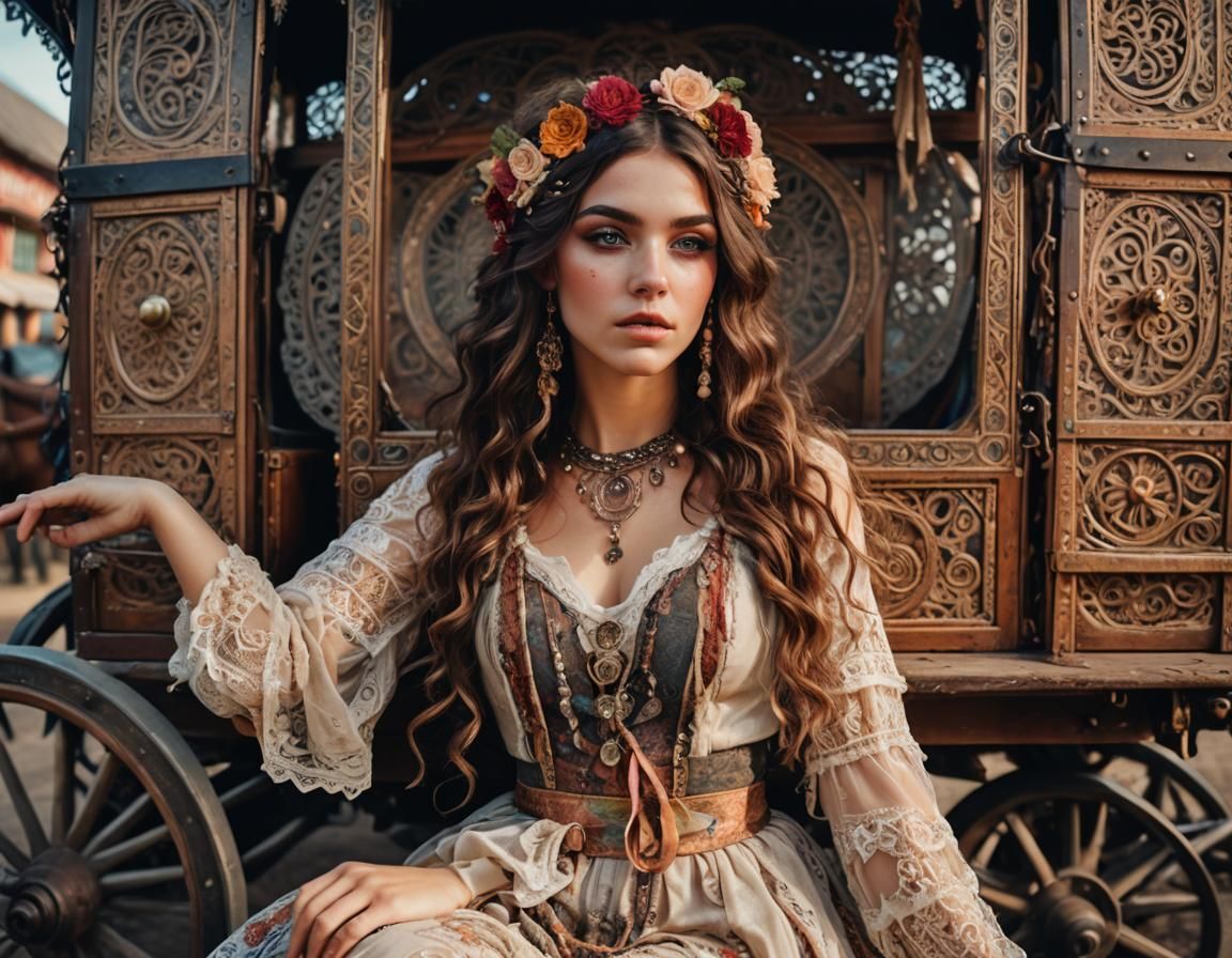 Boho Gypsy Girl Portrait in Hyper-Realistic Photography