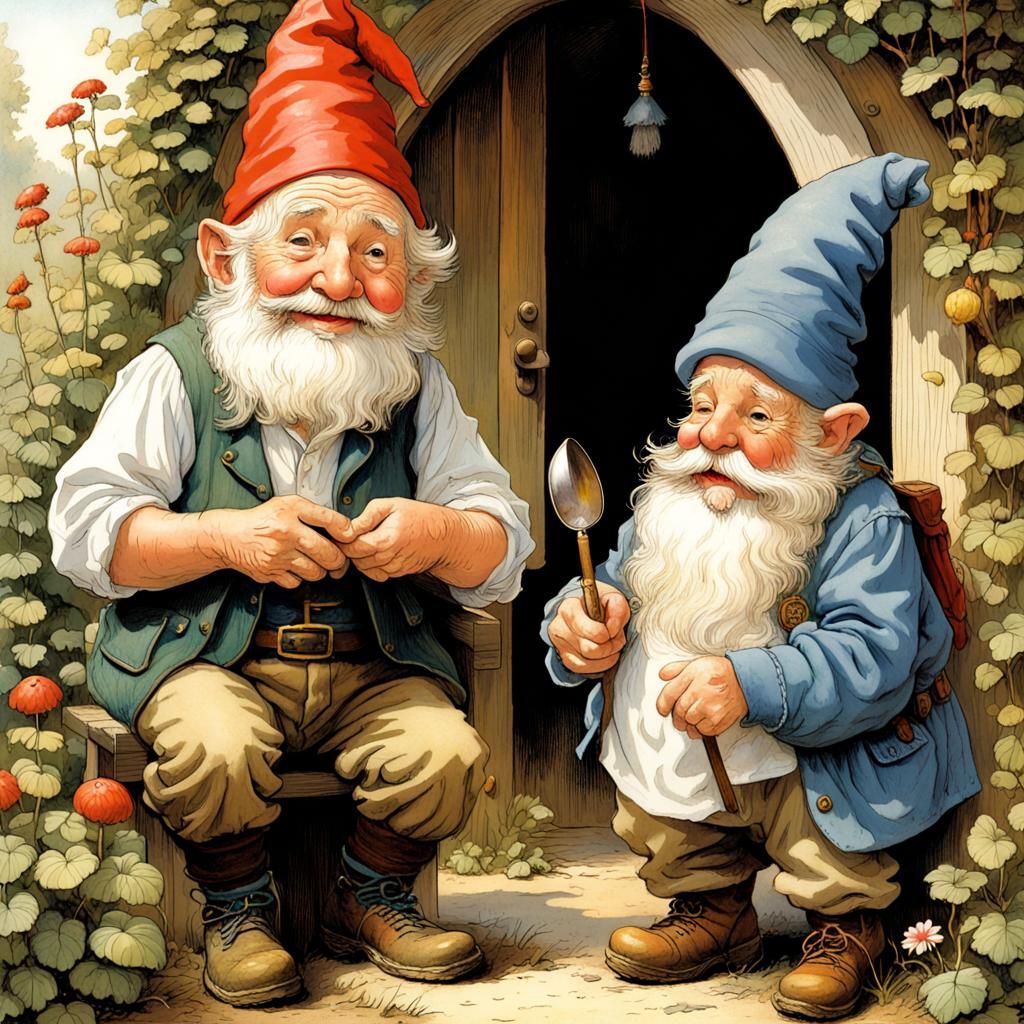 Grandpa Gnome Greets Grandsons: Storybook Illustration