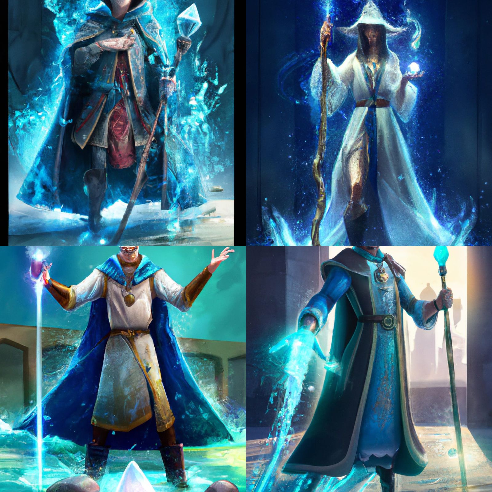 Elemental Water Mage Portrait in D&D Style