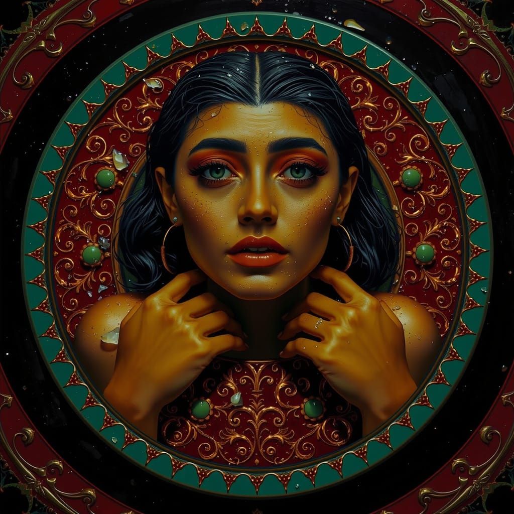 Glamorous Furtive Ingenious Wet Green Abstract