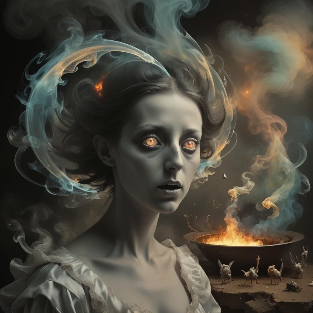 Surreal Iridescent Portrait in Tenebrism Style