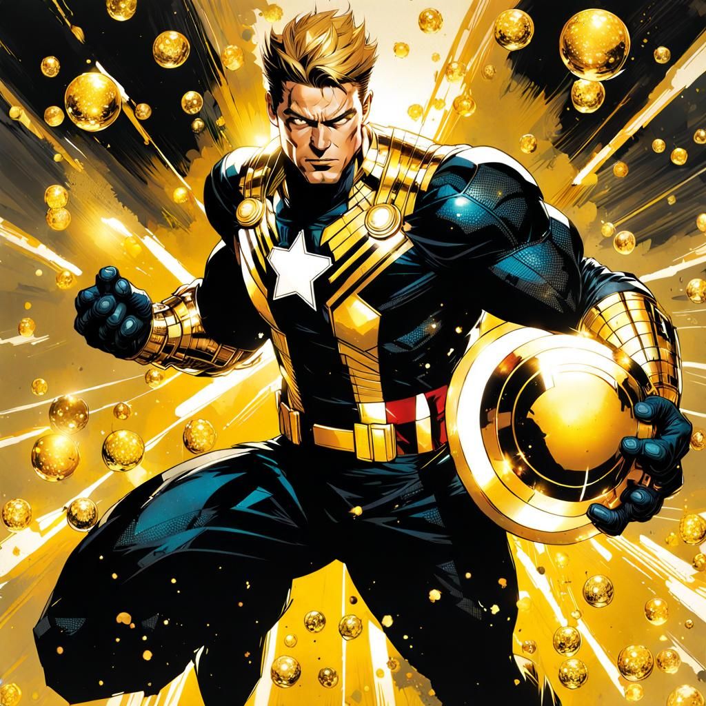 Goldballs Double Exposure Portrait in Manga Style