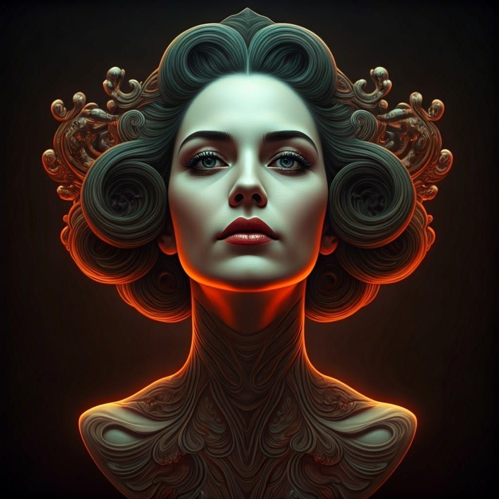 Glamorous Psychedelic Woman Portrait in Hyperrealistic Style