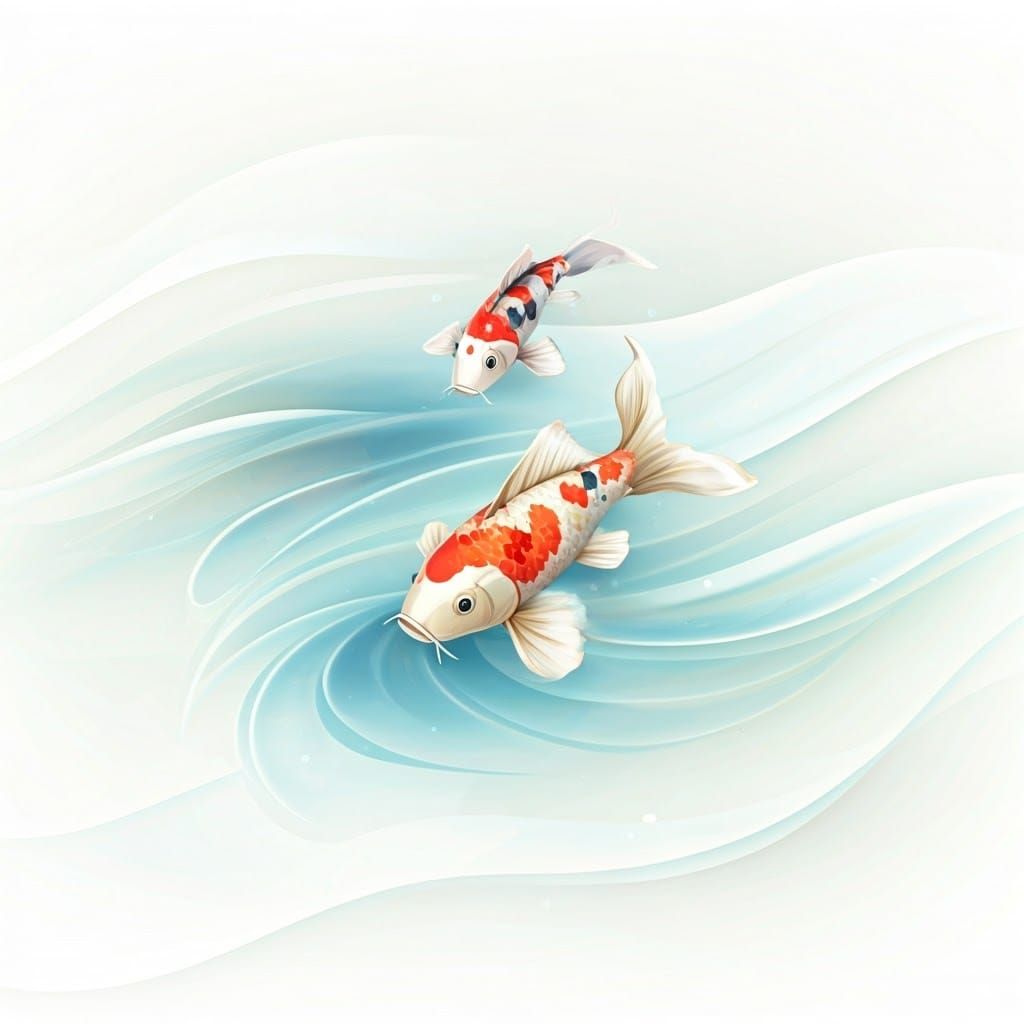 Surreal Origami Koi in Japanese Watercolor Style