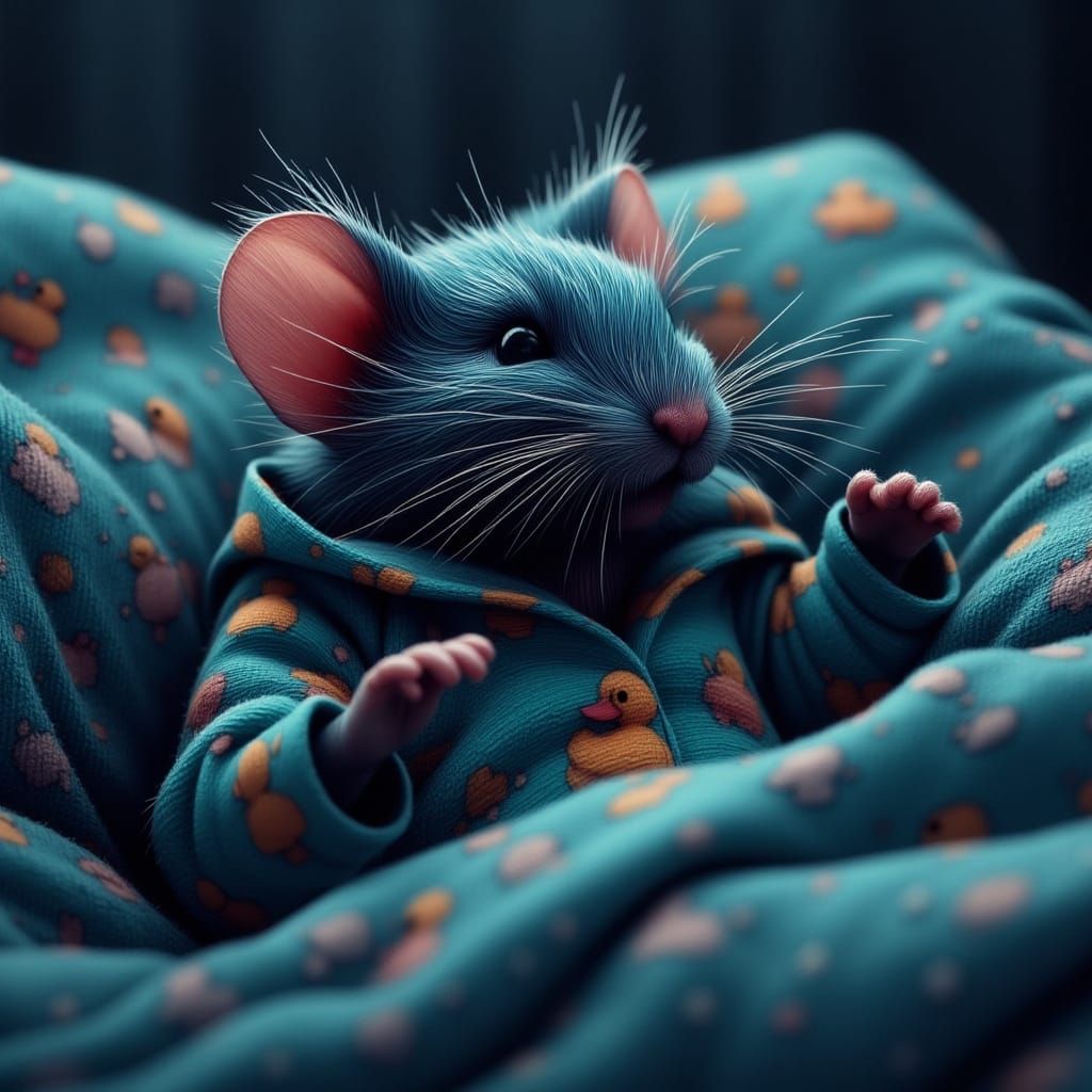 Sleepy Rat in Moody Azure Pyjamas