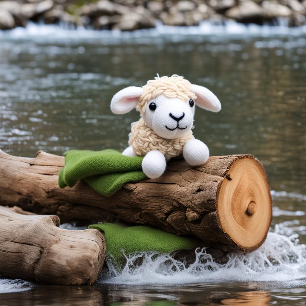 Yarn Lamb Stuffy Swept Away by Current