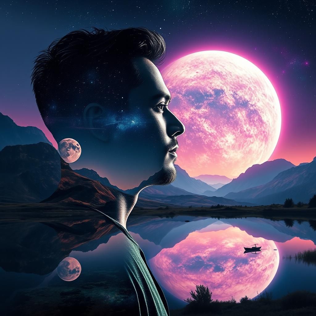 Ethereal Cosmic Portrait in Mixed Media