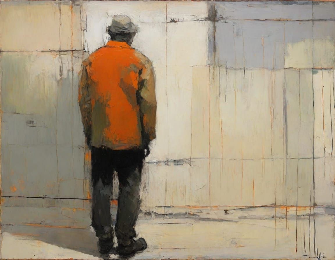 Impressionist Painting of a Lonely Figure in Oils