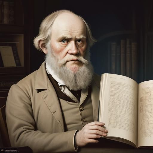 Darwin Writes 'Origin of Species' in Hyperrealism