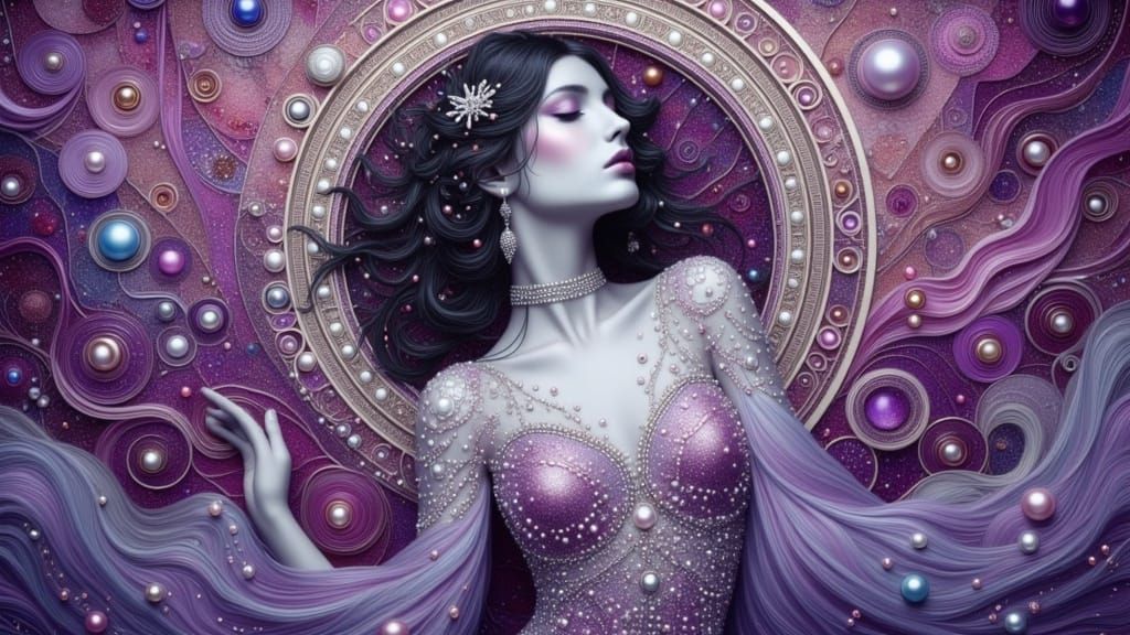 Sorceress Emerging from a Vibrant Portal in a Dreamlike Land...