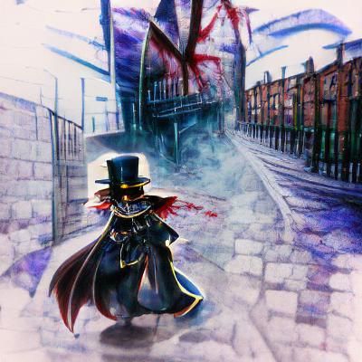 Eerie Victorian Shadow in Foggy Alleyway