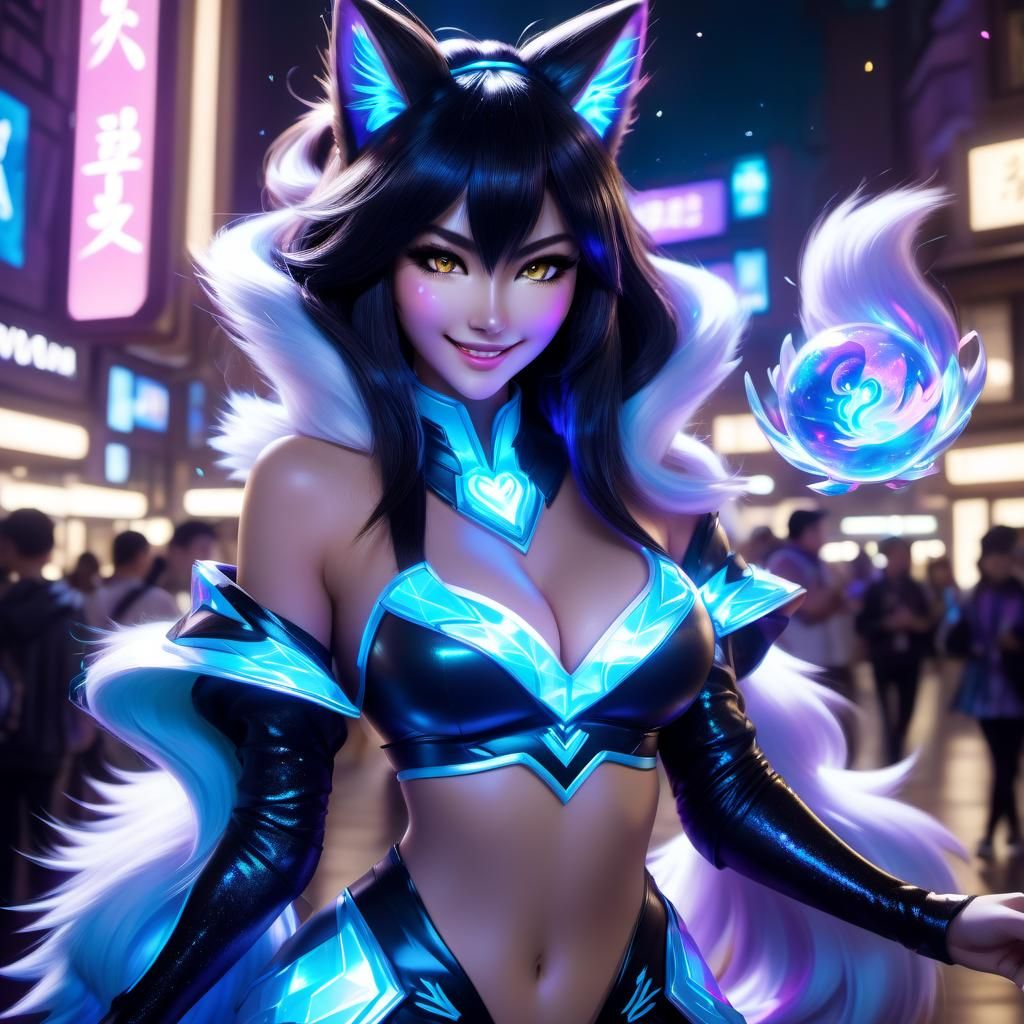 Bioluminescent Pop Girl Ahri Holographic Art