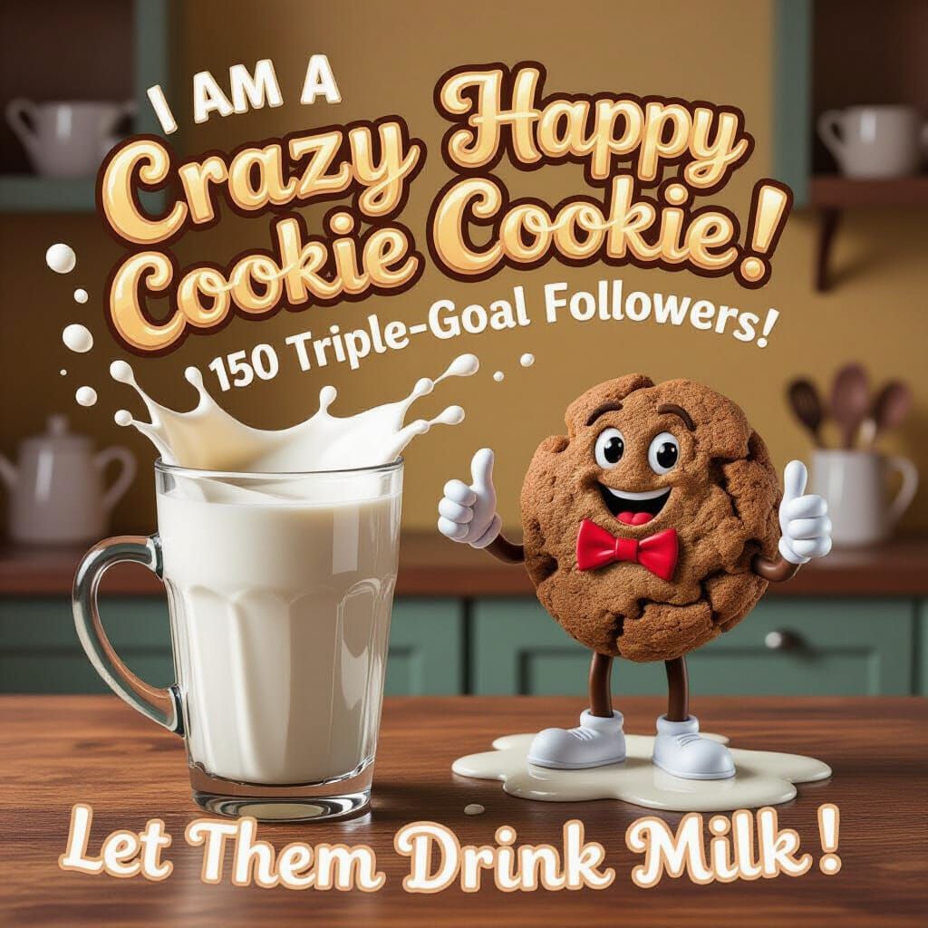 Milk Splash Cookie Message in Cozy Kitchen