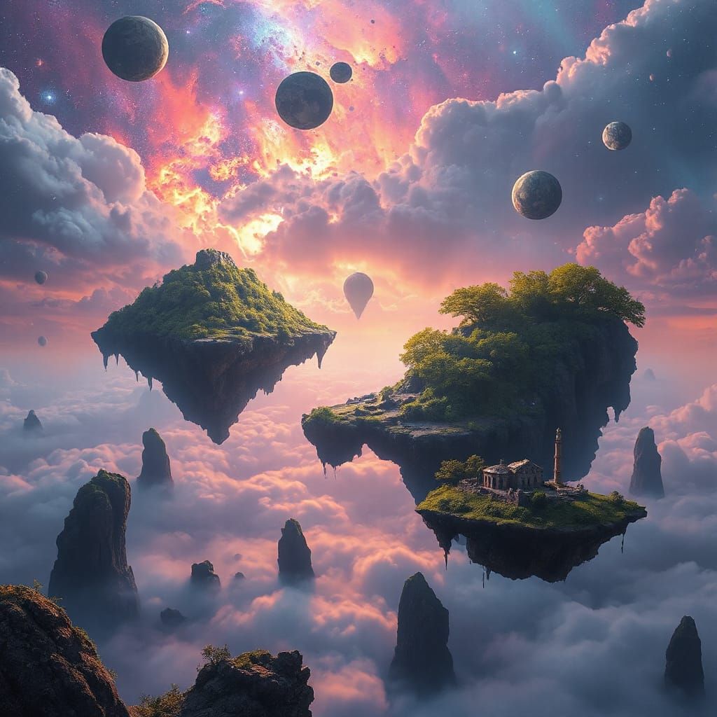 Ethereal Floating Islands in Cosmic Sea