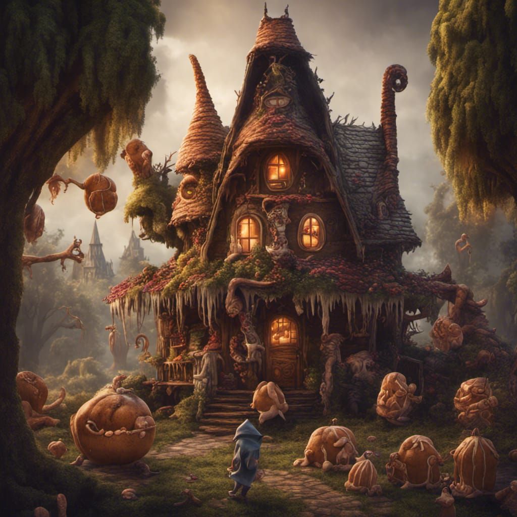 Gingerbread Monster's Witchy Feast: A Detailed Fantasy Paint...