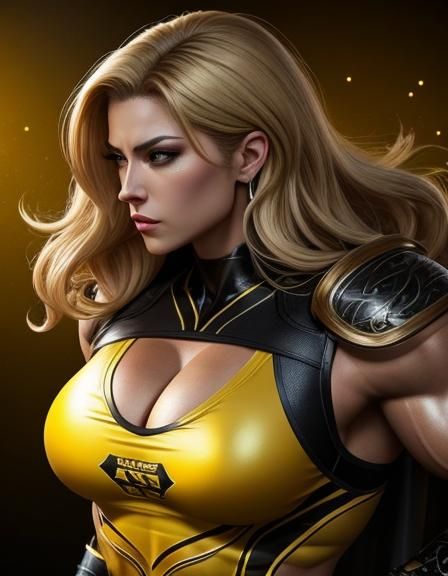 Hyperrealistic Bodybuilder Jessica Gold in Yellow Wrestling ...