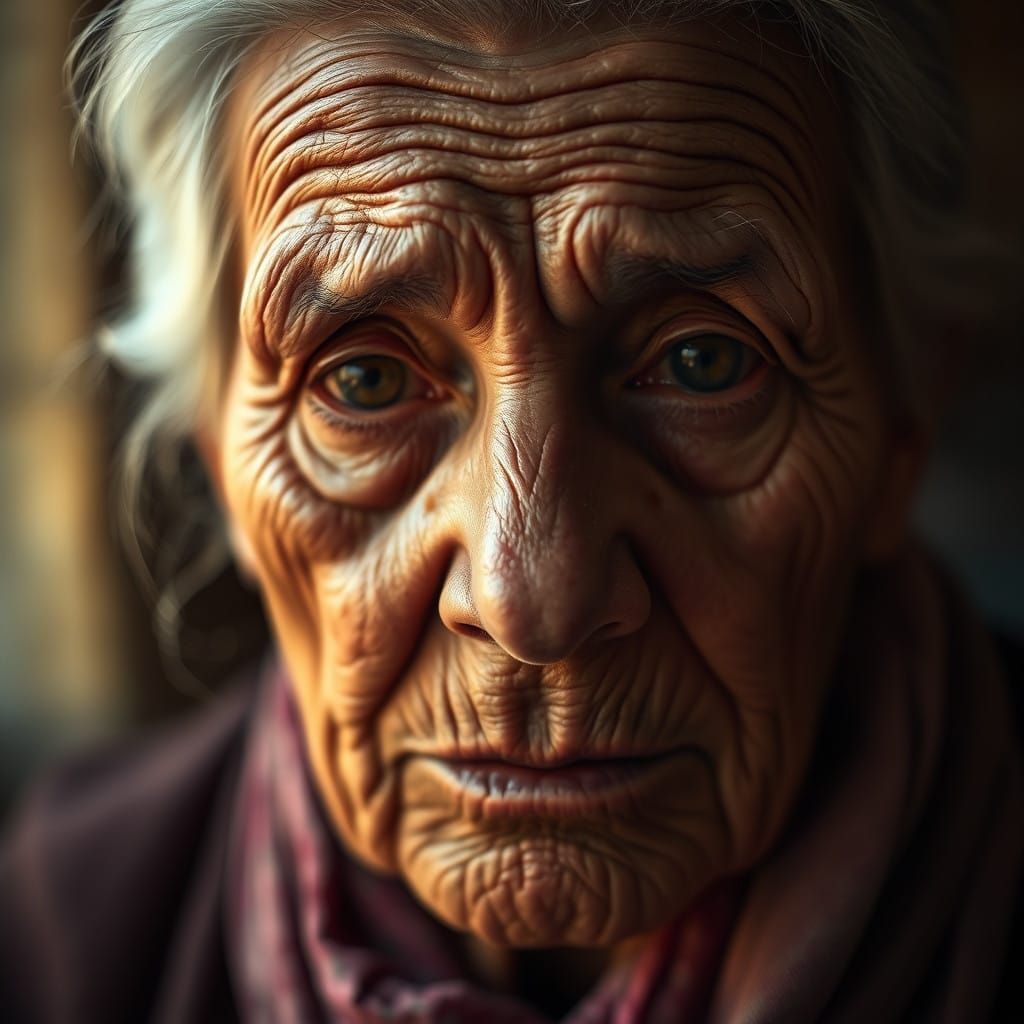 Wisdom in Weathered Lines: A Close-Up Portrait of Age and Ex...