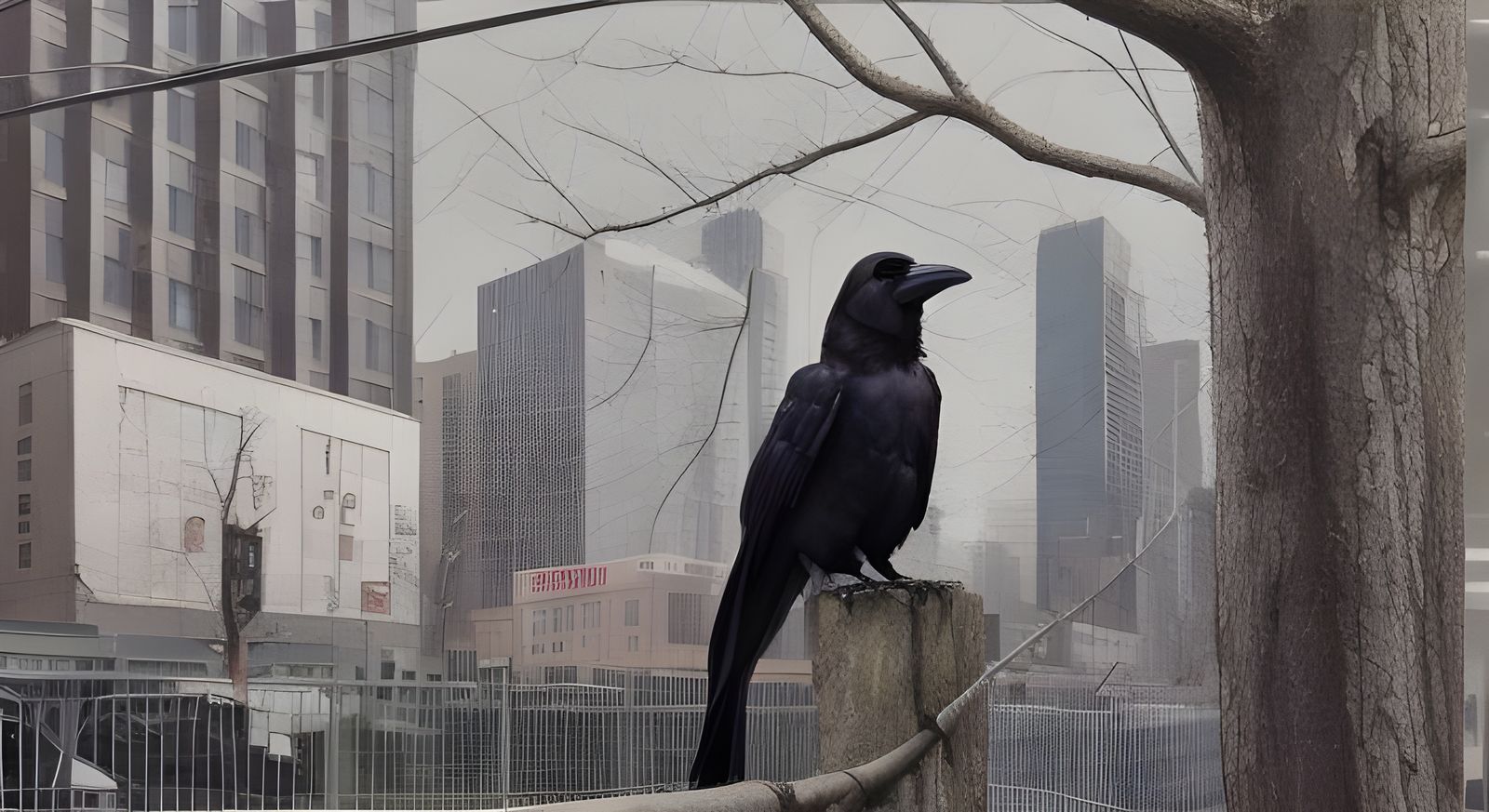 Raven Portrait in 70s Style Photography