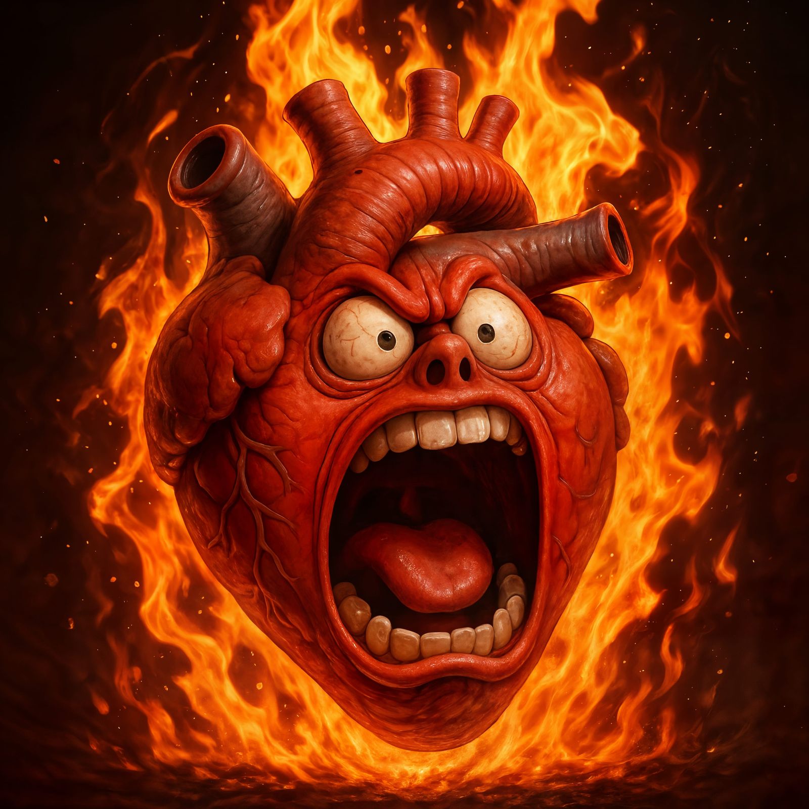 CGI Cartoon Heart Ablaze