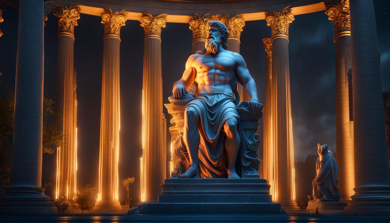 Statue of Zeus at Olympia: Epic Cinematic Digital Art