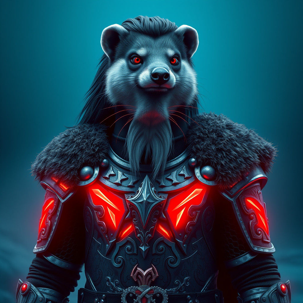 Weasel Viking Warrior in Silver Armor