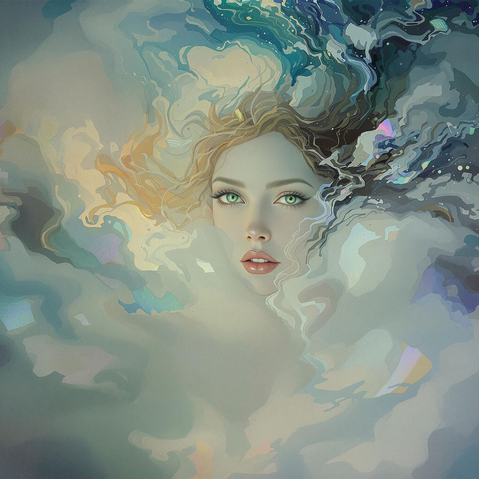 Surreal Goddess in Dreamlike Cloudscape