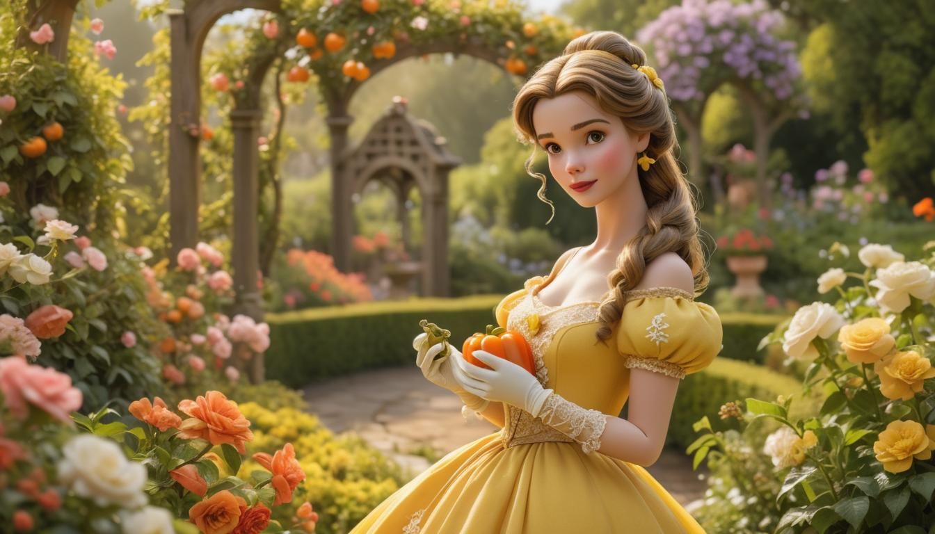 Belle in Lush Garden with Bell Pepper